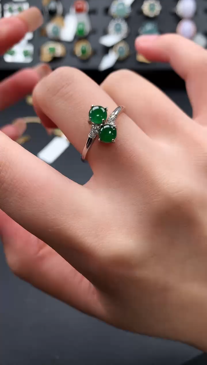 【闪购商品】翡翠戒指银S925镶嵌52141