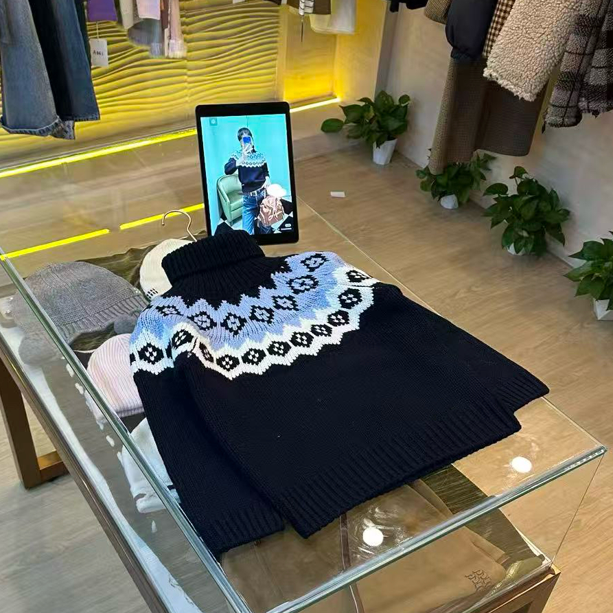 A603【P**da蓝色费尔岛羊毛衫】高版本25秋冬提花复古刺绣圆领上衣