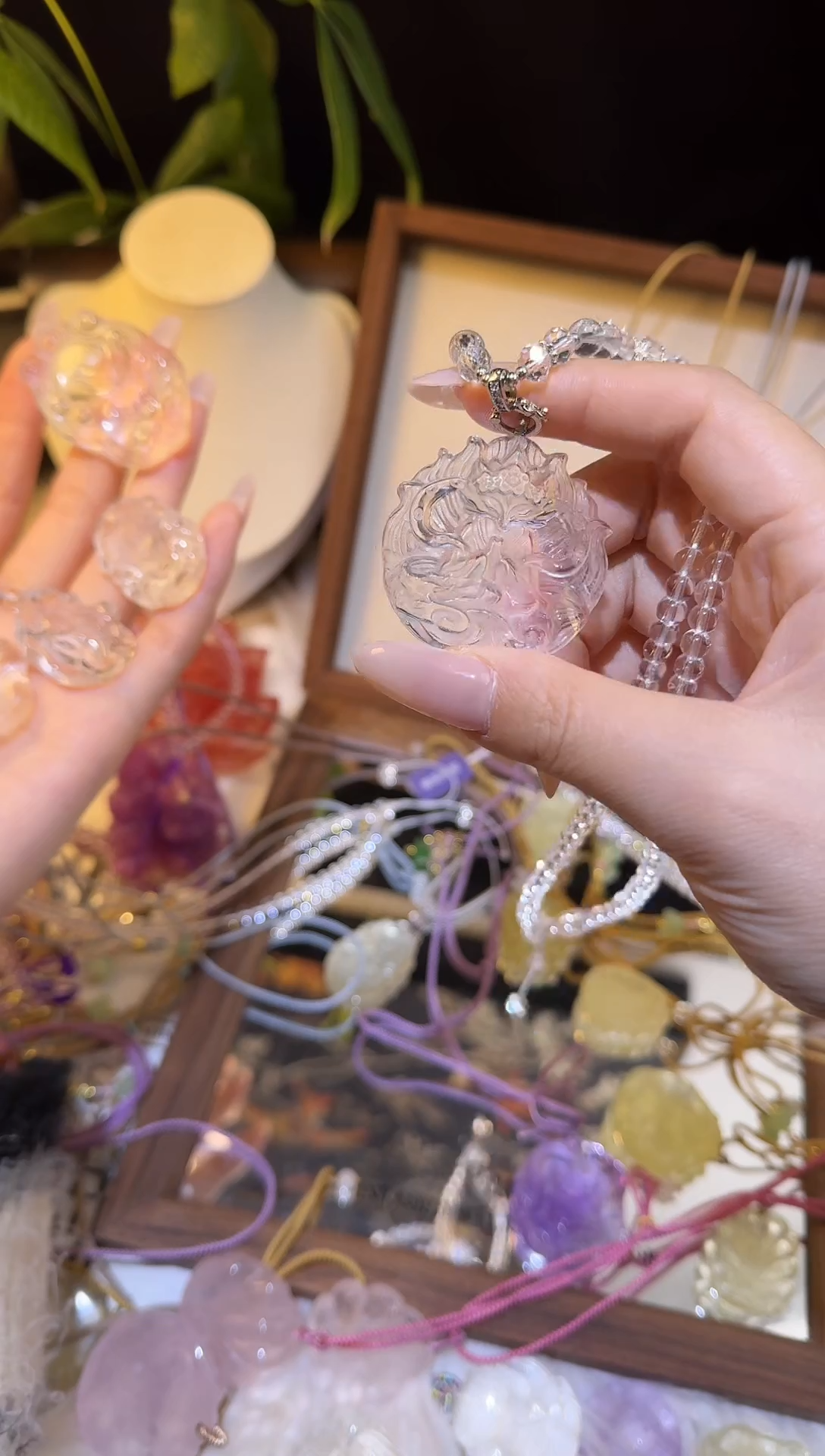 吊坠(赠链)未镶嵌水晶白水晶莲花许愿狐珠链款