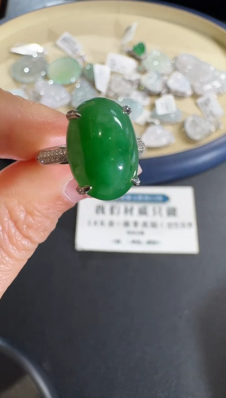 【闪购商品】翡翠戒指18K金镶嵌【源头工厂】钻石镶嵌