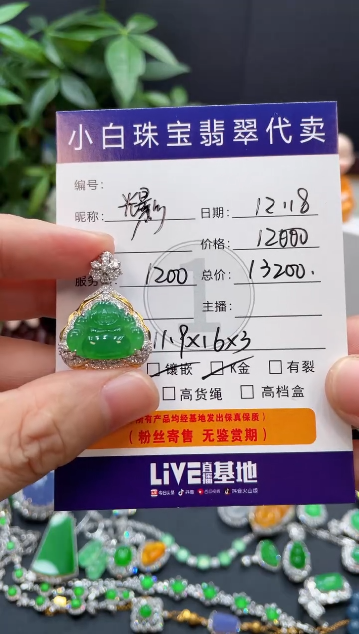 吊坠(不含链)18K金镶嵌翡翠光**年吊坠