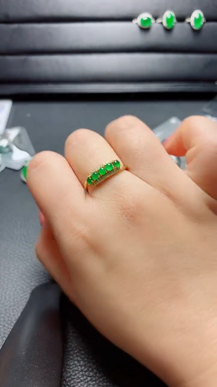 银S925镶嵌戒指翡翠天然翡翠A货s925银镶