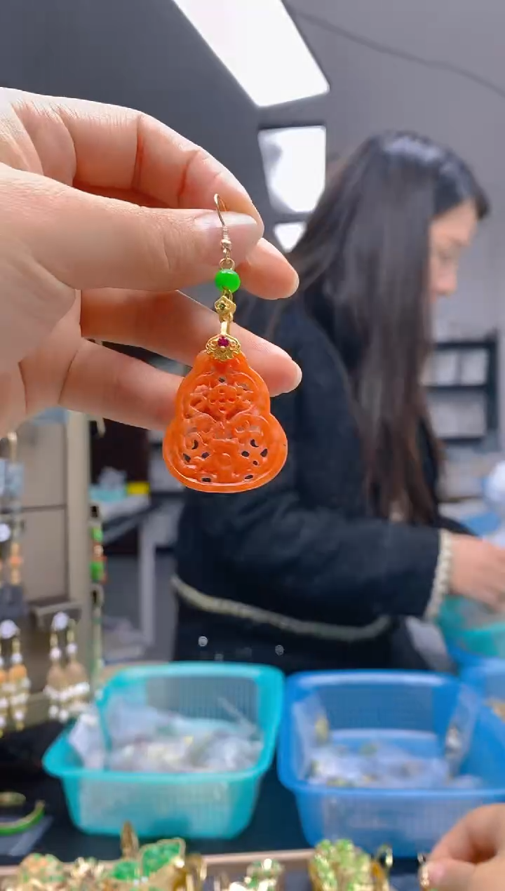 【闪购商品】翡翠耳饰合金0633翡翠耳钩一个