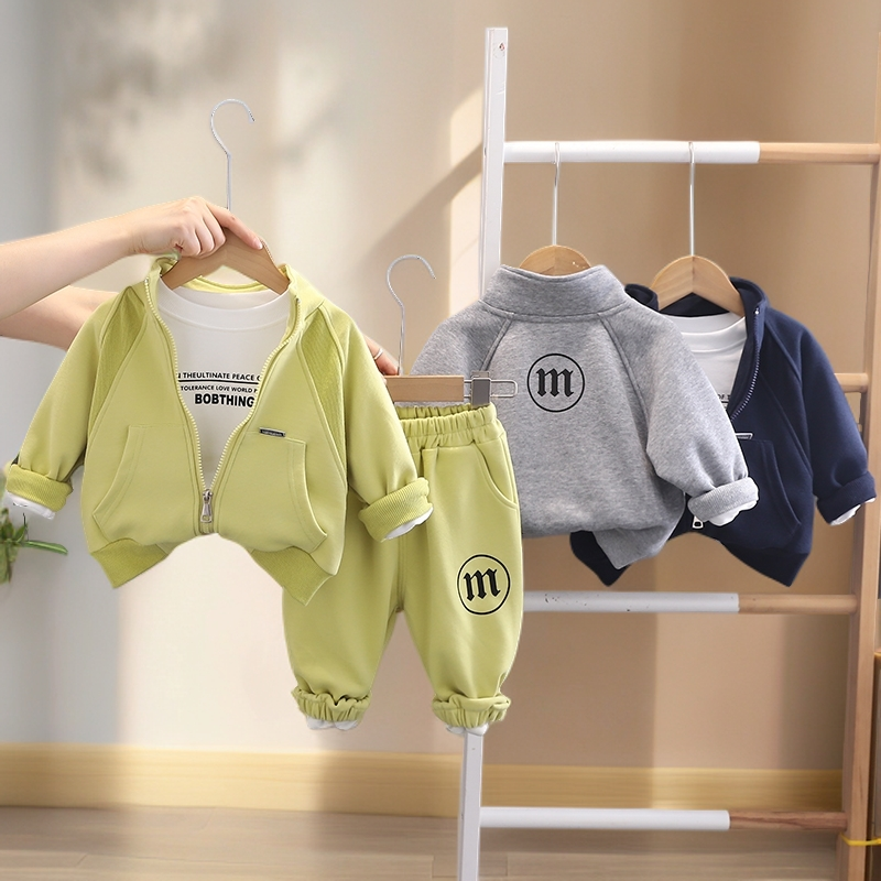 【三件套】2025秋装上新中小童休闲棒球服加运动裤加卫衣高品质童装