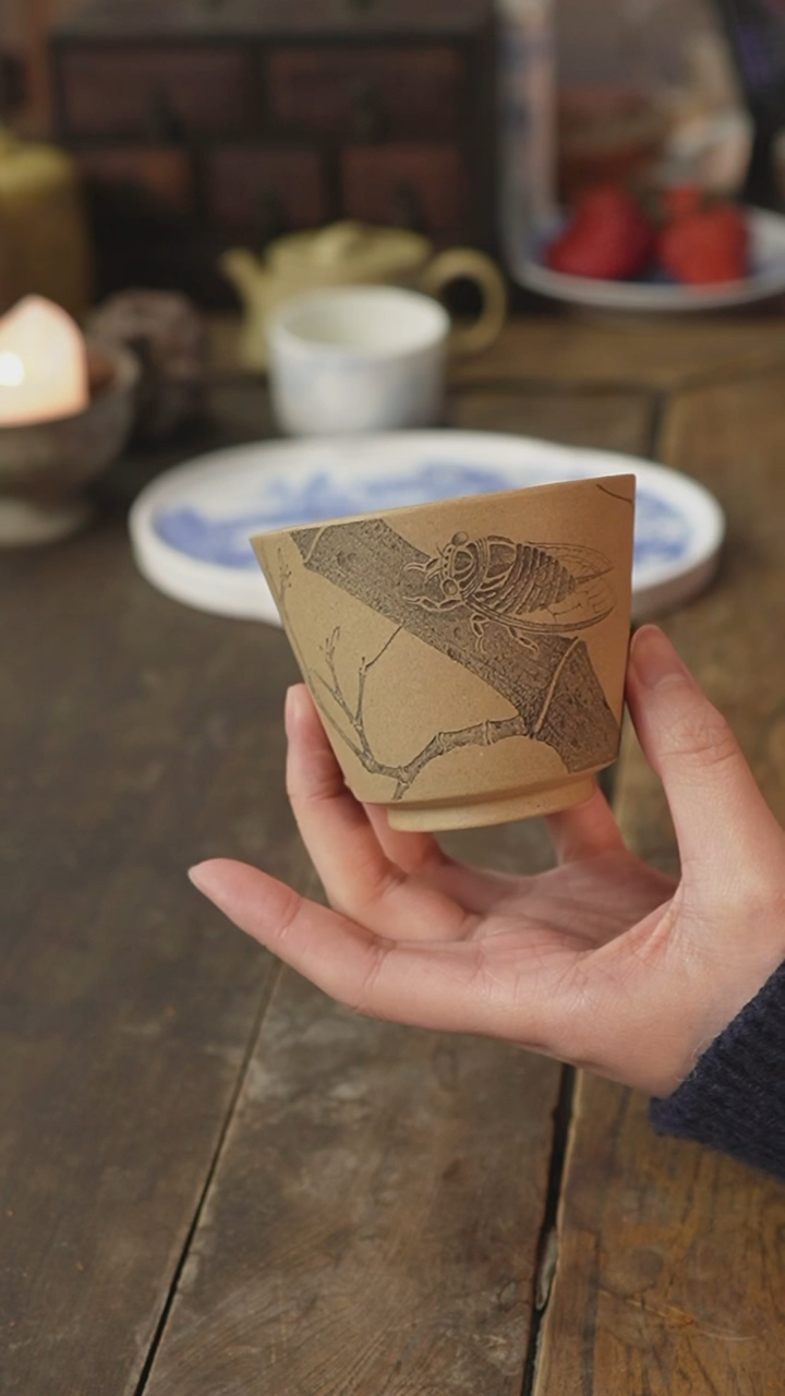 【闪购商品】紫砂茶杯紫砂无忧刻绘主人杯