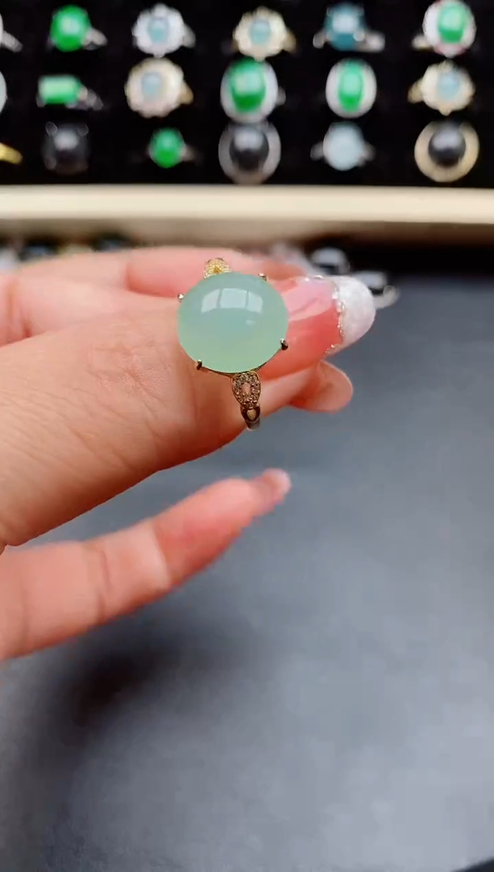 【闪购商品】翡翠戒指银S925镶嵌508080