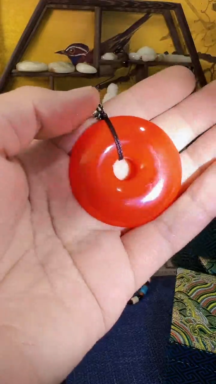 【闪购商品】南红玛瑙挂件合金南红 平安扣 （飞铃文玩）