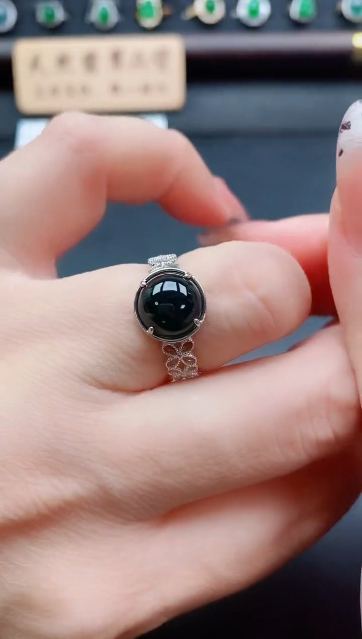 银S925镶嵌戒指翡翠1