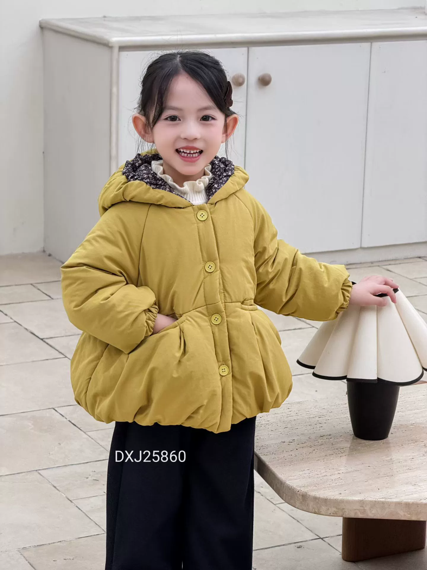 女童2025冬季棉衣外套韩版可爱洋气蝴蝶结牛角帽加绒加厚冬季棉袄