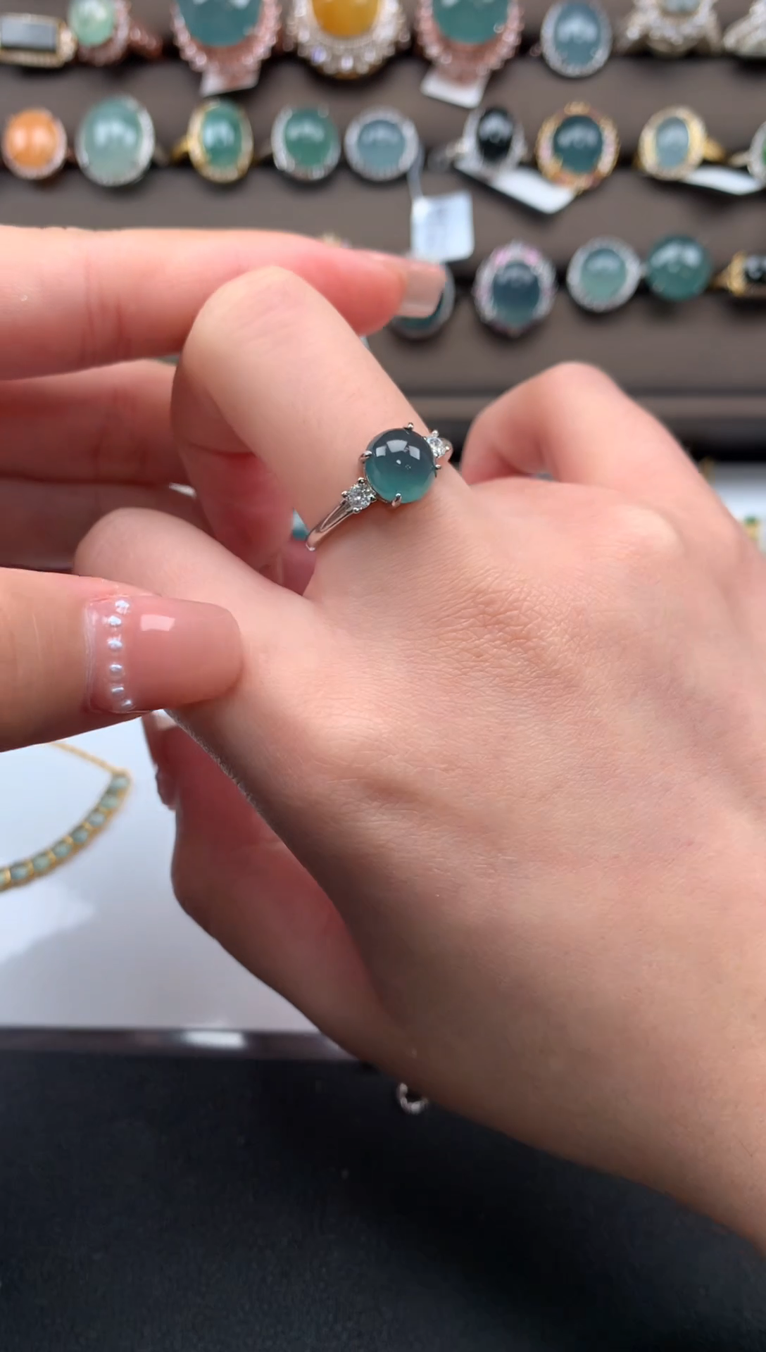 【闪购商品】翡翠戒指银S925镶嵌1241