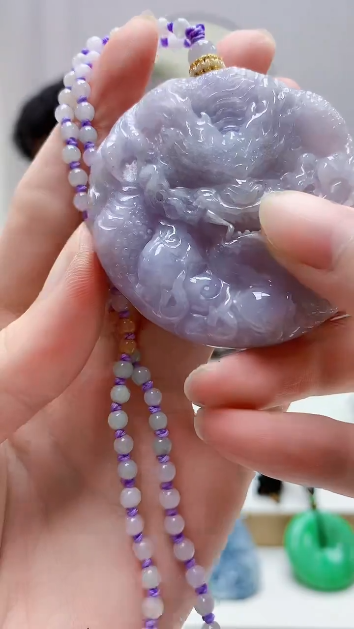 未镶嵌定制翡翠5060zm-毛货挂件龙牌18