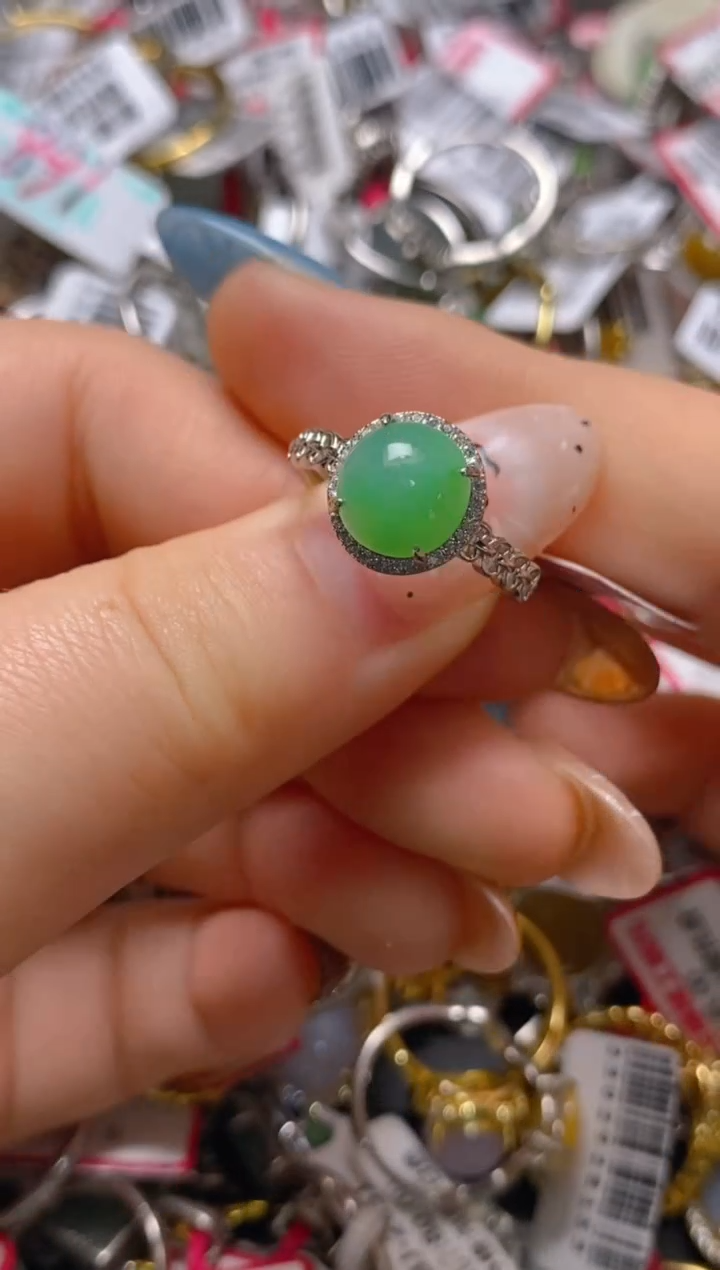 银S925镶嵌戒指翡翠百内无证书