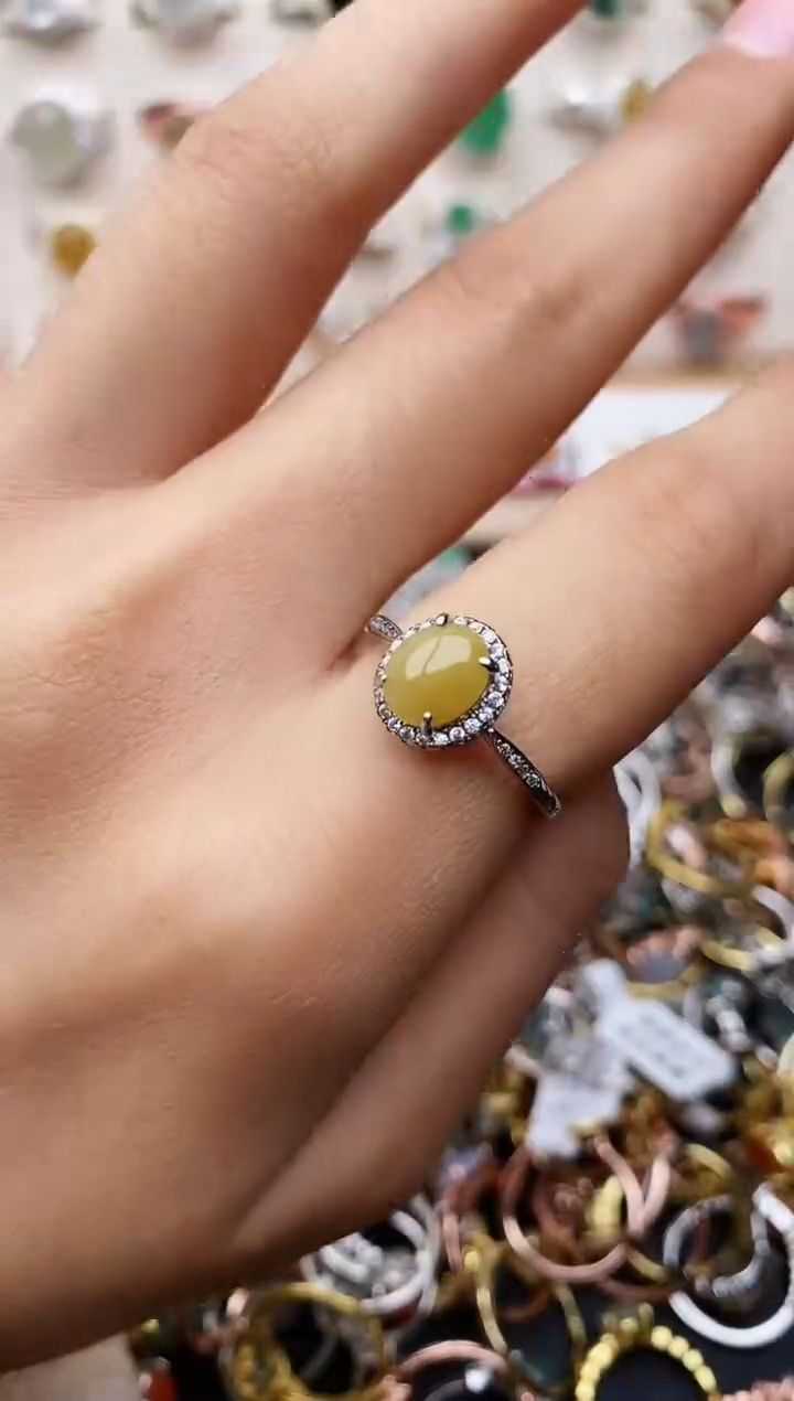 【闪购商品】翡翠戒指银S925镶嵌缅甸翡翠