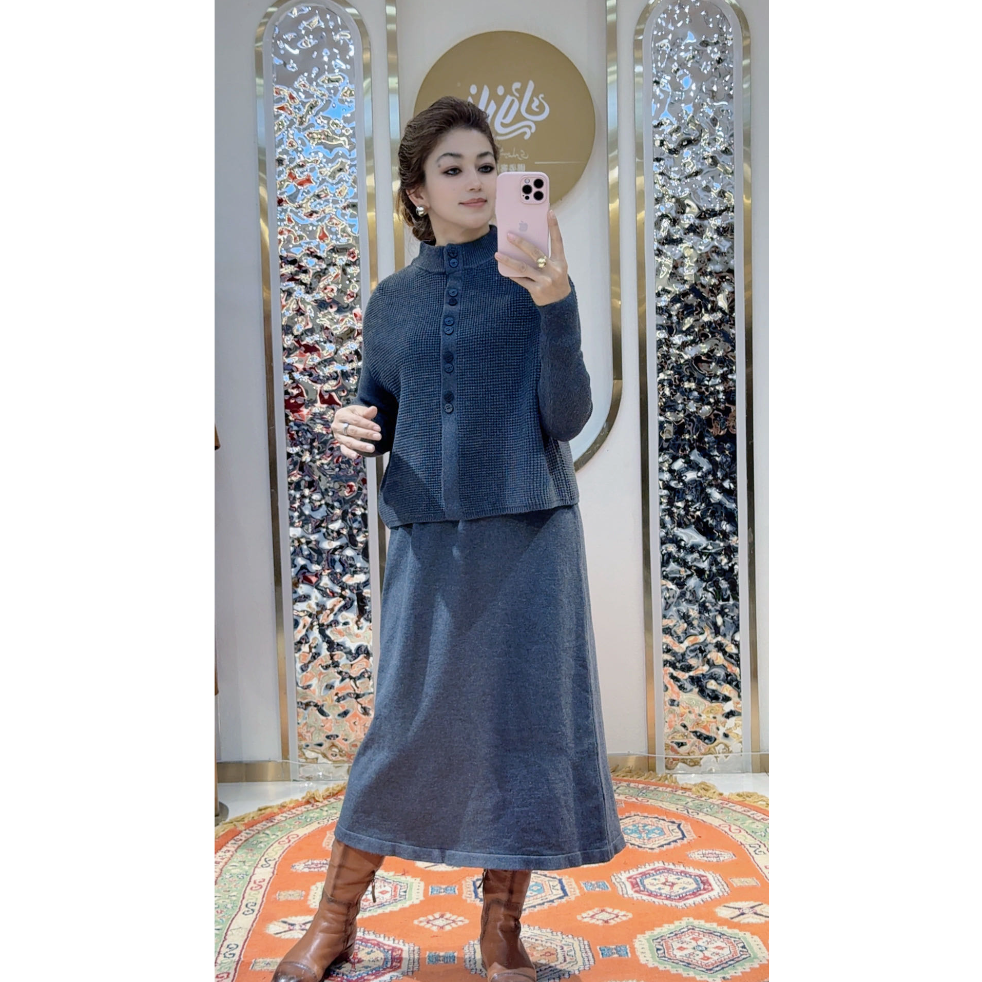 4841两件套时尚套装网红长款裙子长裙针织