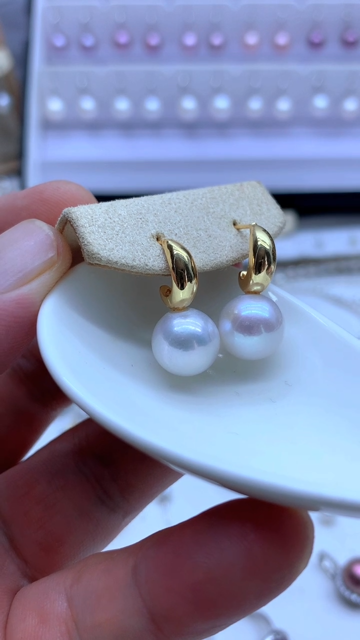 未镶嵌淡水珍珠耳饰10-11