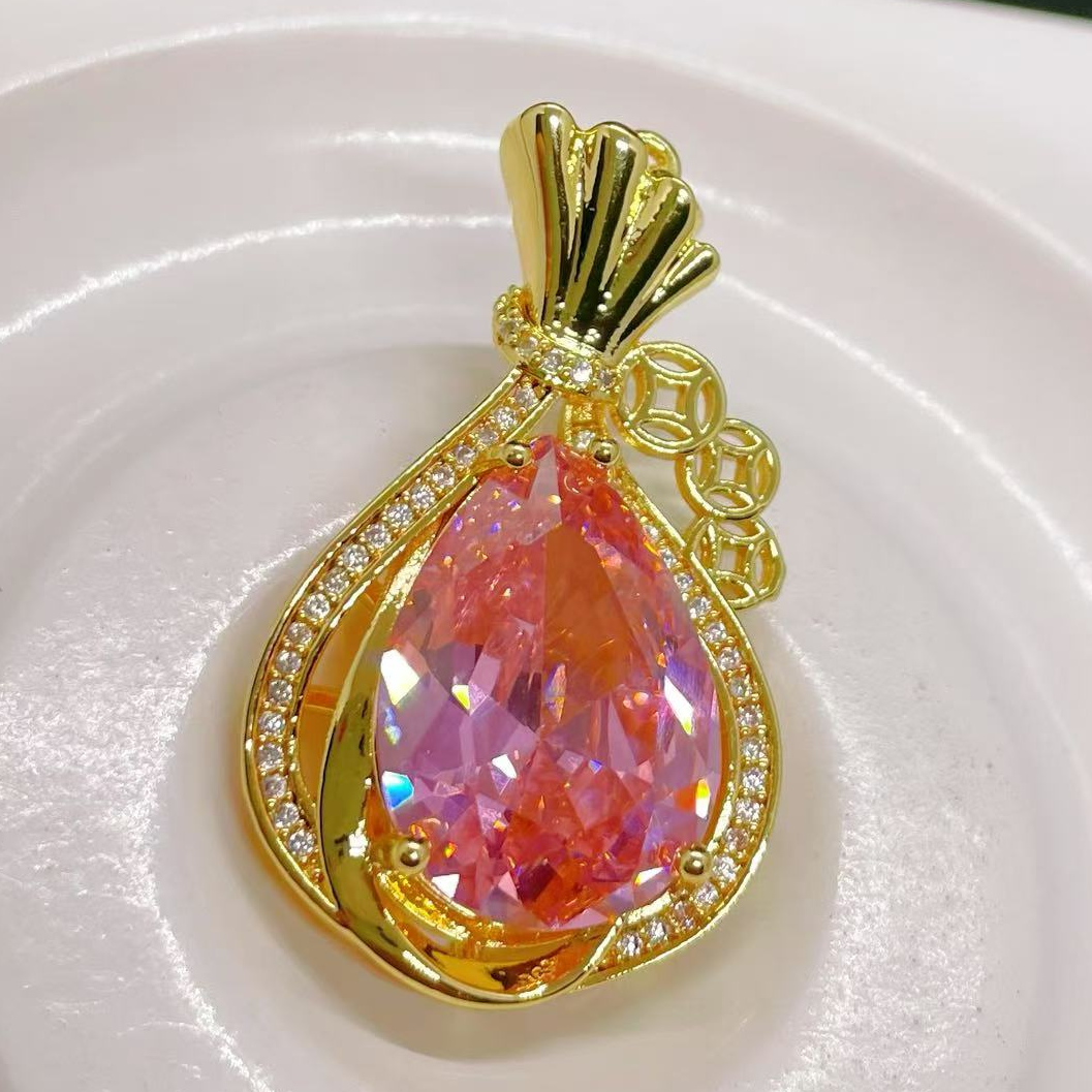 【南非库里南】NFKLN 高端奢华定制   梦幻粉福袋大水滴吊坠 140