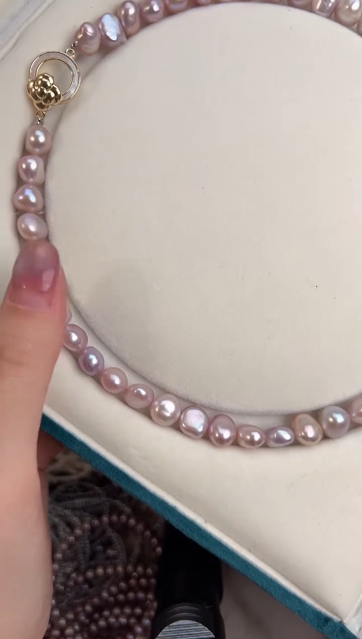 未镶嵌福利淡水珍珠无核*强光珍珠项链（粉色10mm左右）多样性发一