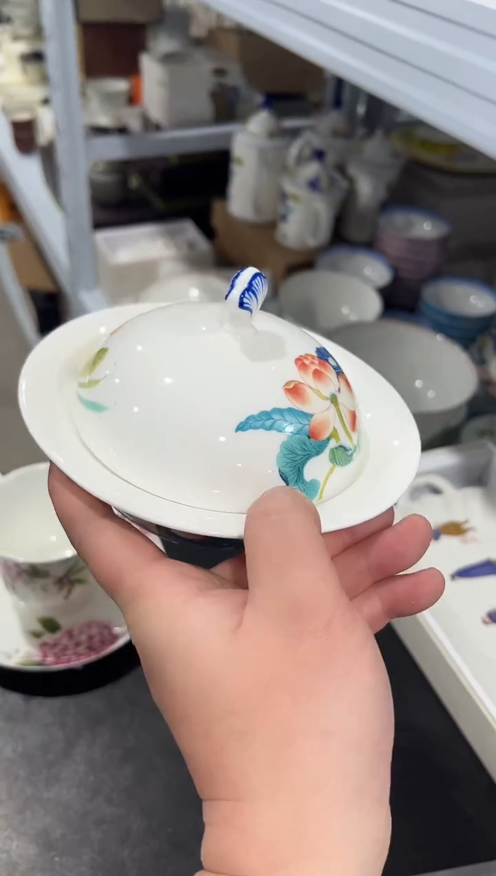 杯子骨瓷（简装）荷花炖盅一套