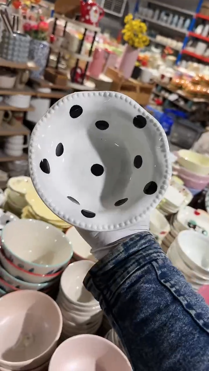 陶瓷波点异形碗微瑕 凑满20元包邮