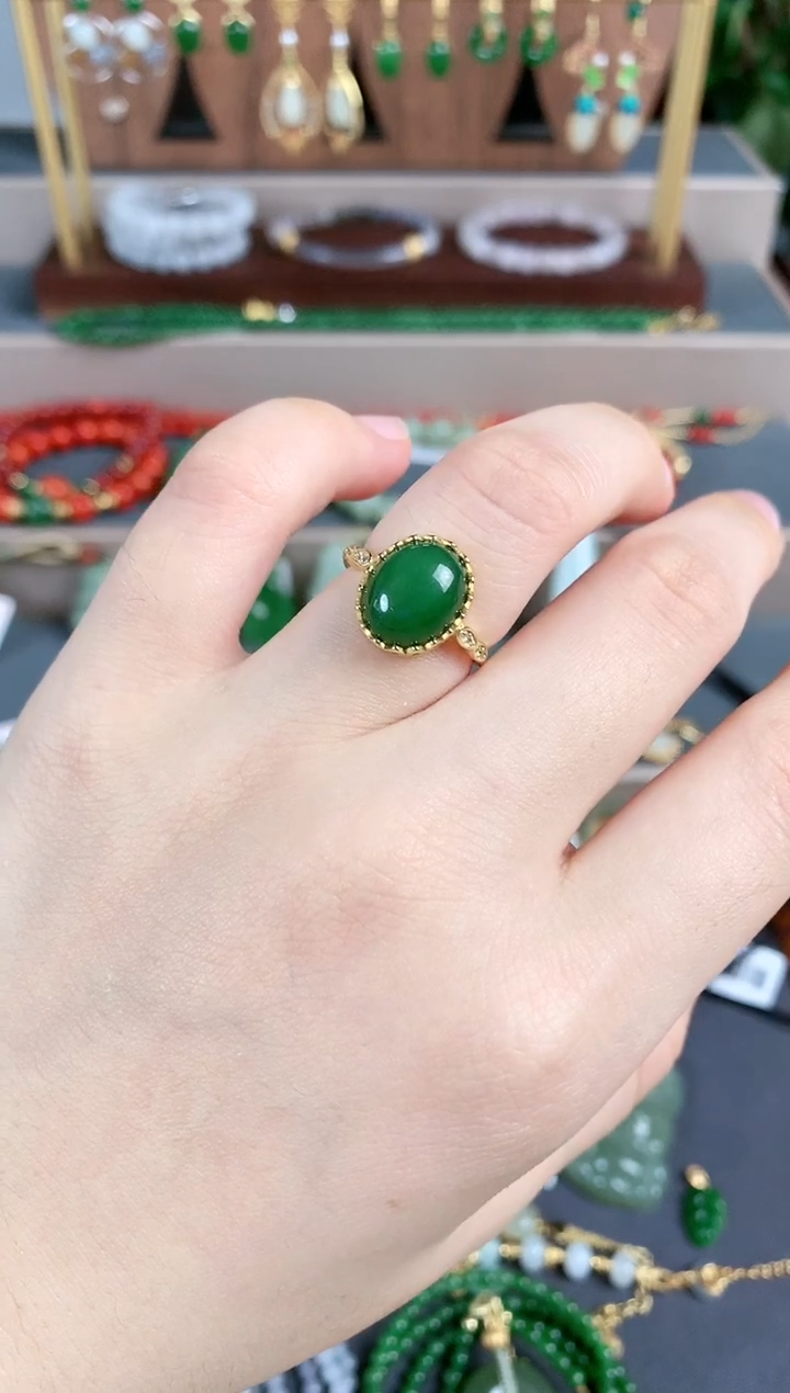 银S925镶嵌戒指和田玉我**丫1