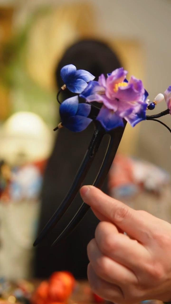 木非遗绒花工艺紫霞