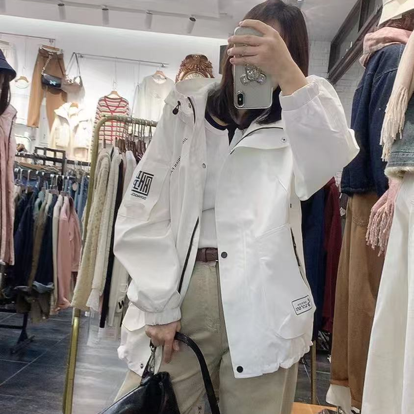 实体店月韩范宽松遮肉袖二维码设计外套上衣夹克女学生校园舒适