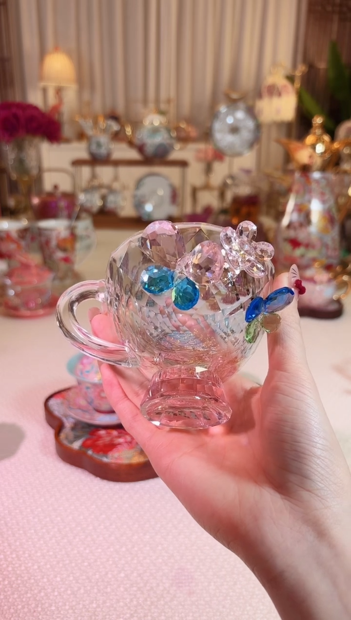 【闪购商品】瓷卡普拉-粉色-水晶咖啡杯