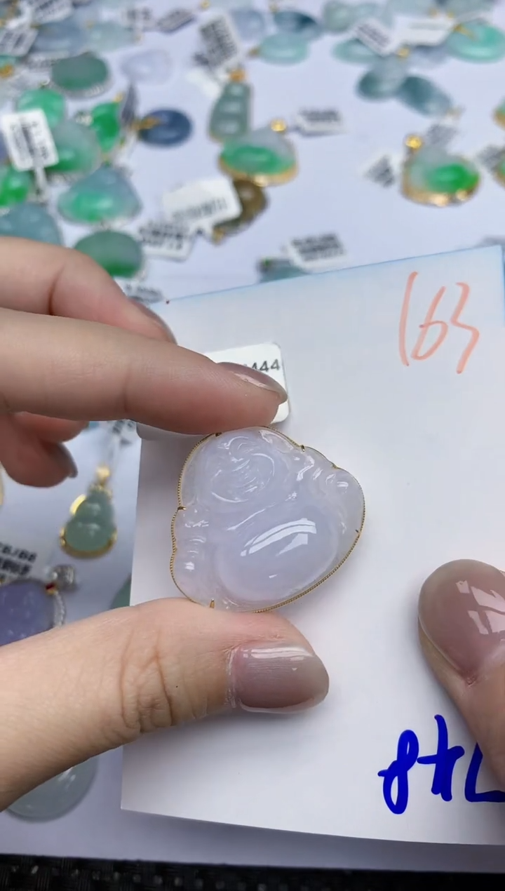 【闪购商品】翡翠挂件18K金镶嵌天然翡翠A货