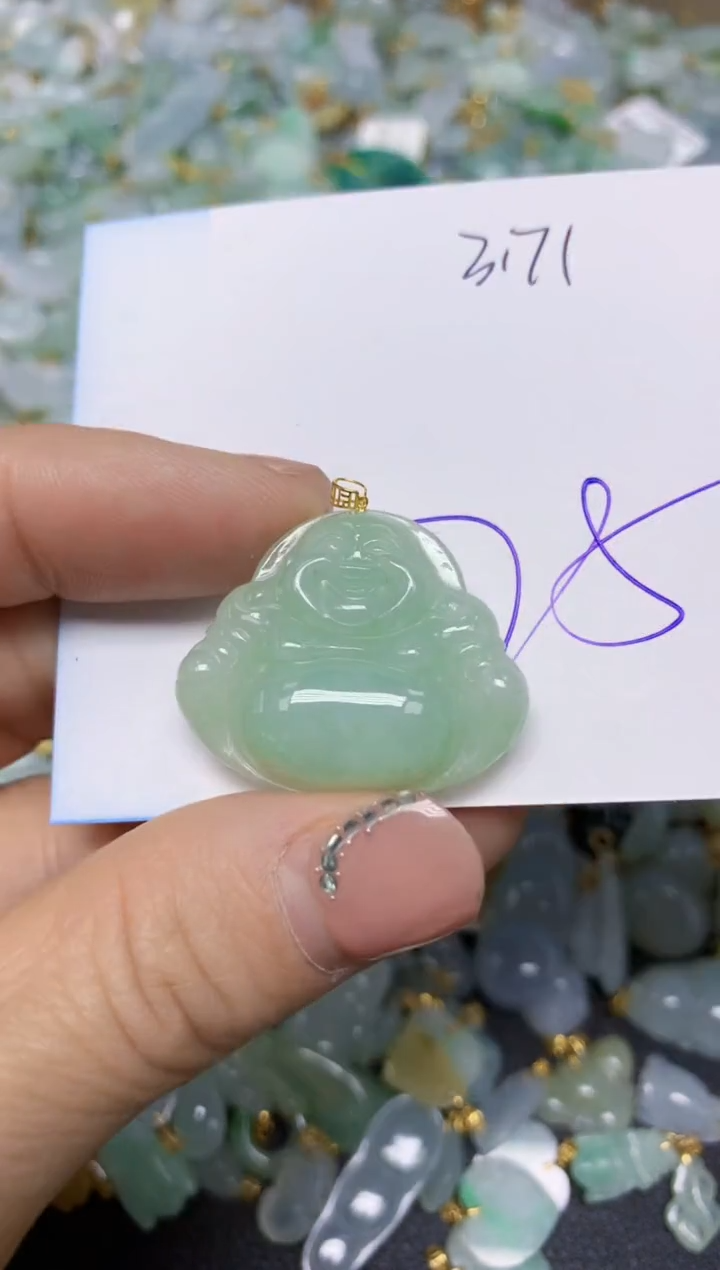 【闪购商品】翡翠挂件18K金镶嵌 天然翡翠A货