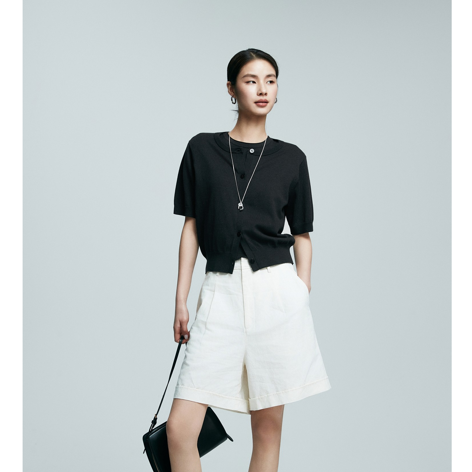 初棉【五折闪购】MIU知识分子风针织 天丝棉防晒短袖开衫 363635006