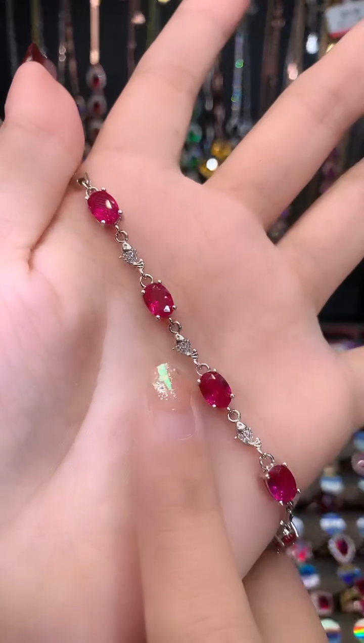 【闪购商品】红宝石手链银S925镶嵌银