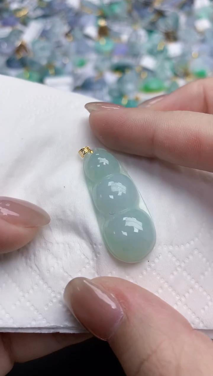 【闪购商品】翡翠颈饰18K金镶嵌天然缅甸翡翠A货