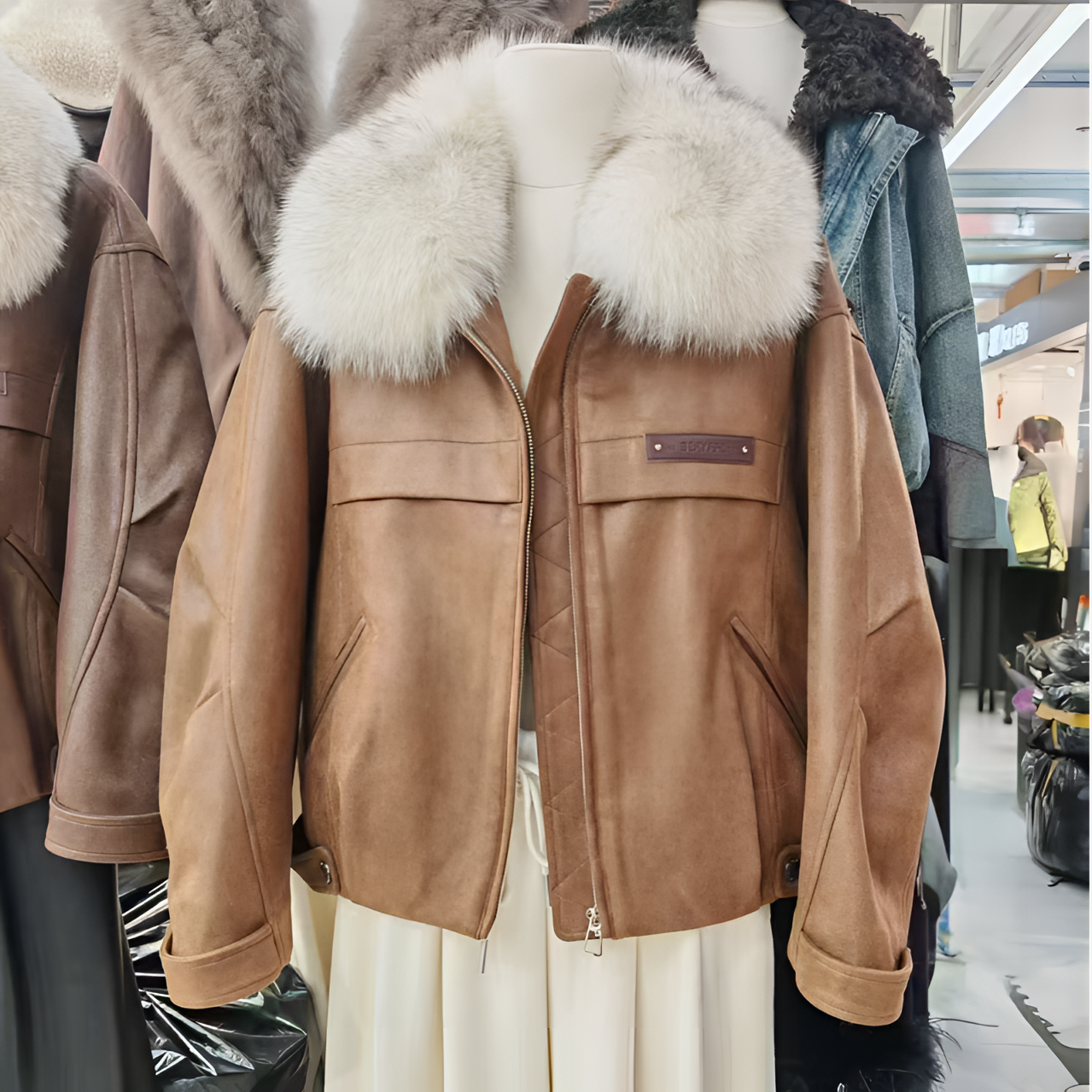 1185女款毛领皮衣