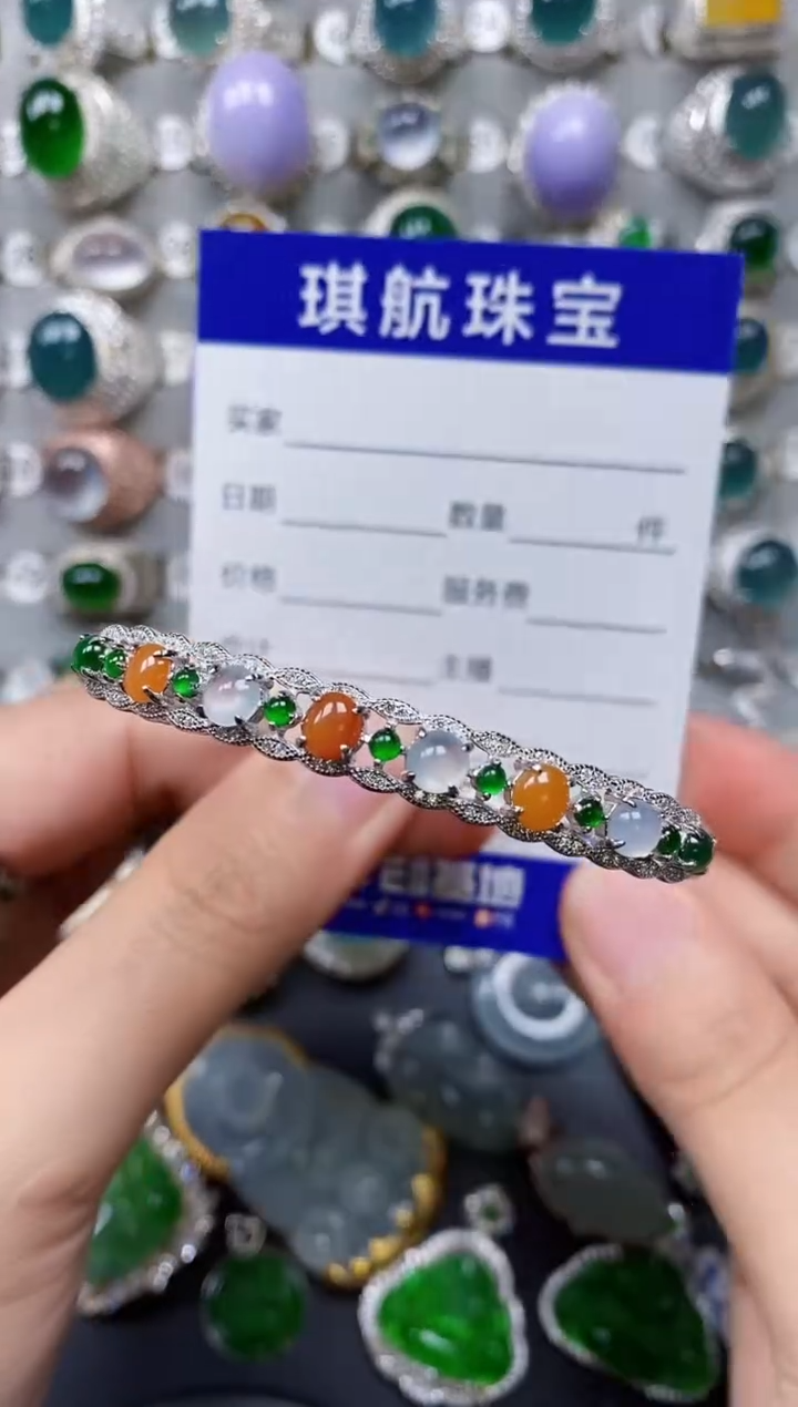 【闪购商品】翡翠手镯银S925镶嵌0079