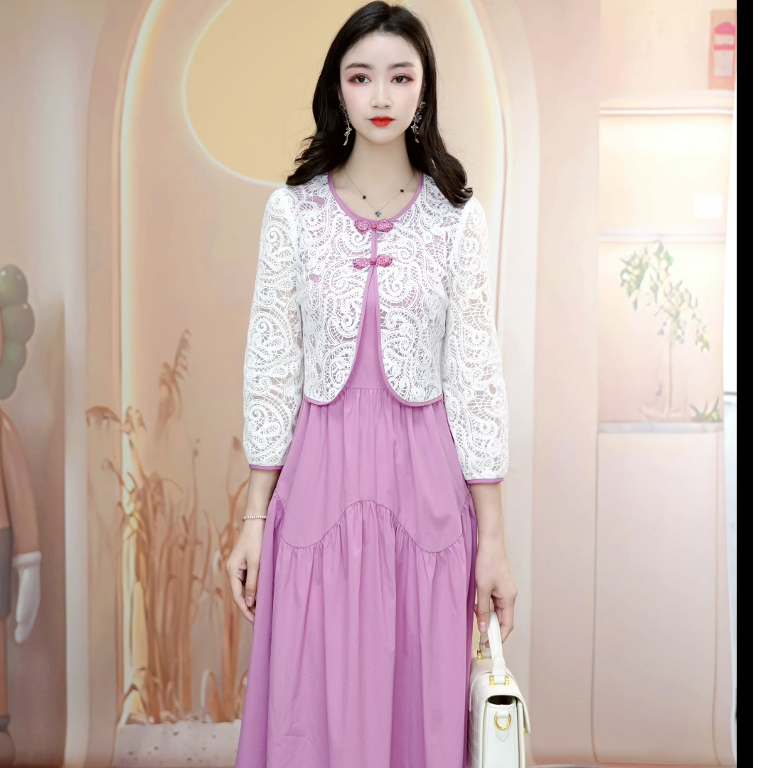 【晶禾A8007】新款定制套装连衣裙优雅气质时尚减龄休闲显瘦两件套