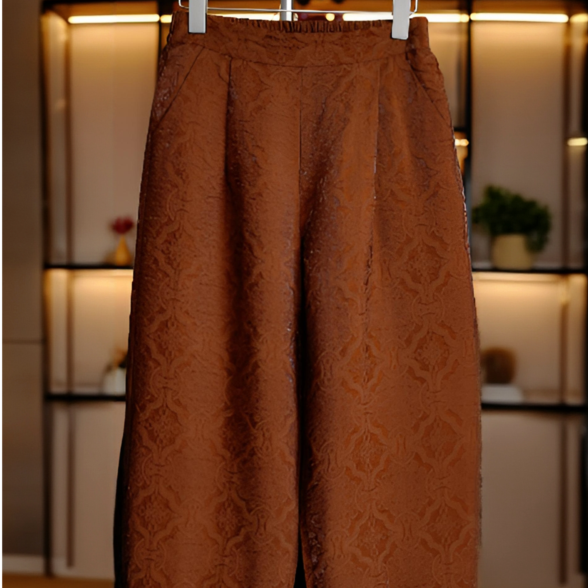 【秋棠】娟姐严选 加棉新中式国风重磅浮雕提花国潮小脚裤