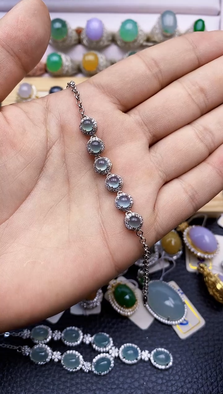 【闪购商品】翡翠手链银S925镶嵌2569