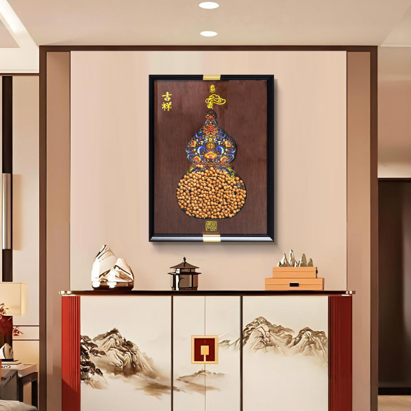 福禄双全立体实物画中式风格客厅书房餐厅卧室办公装饰画葫芦6080