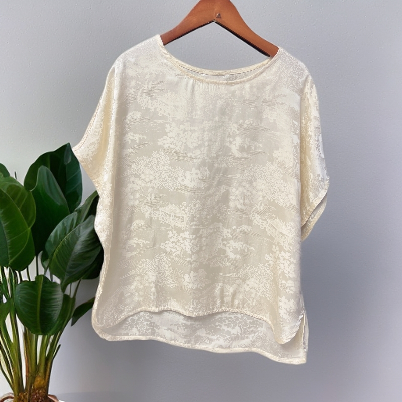 455【轩依阁专属】新款时尚夏季圆领提花短袖上衣