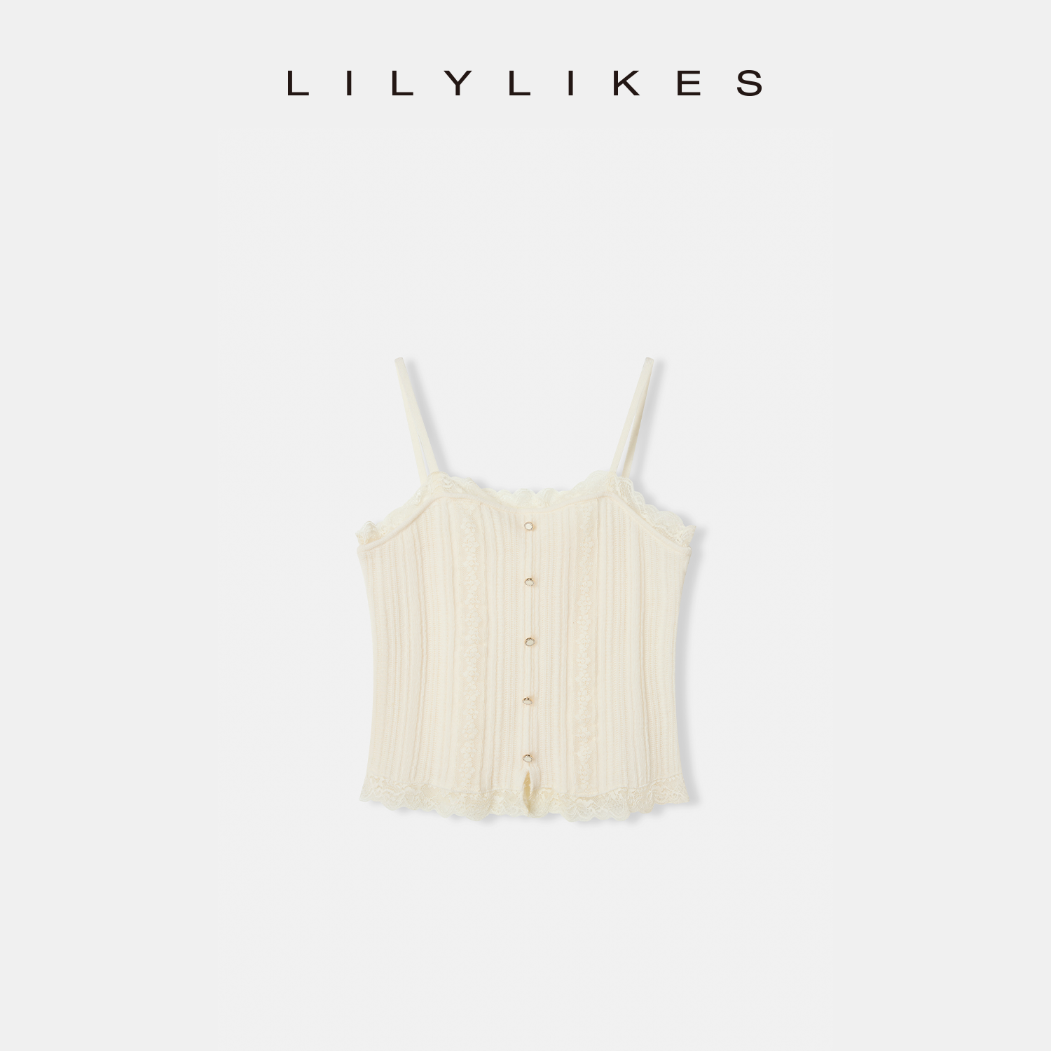 【LILYLIKES】内搭王 100绵羊毛蕾丝拼接针织吊带