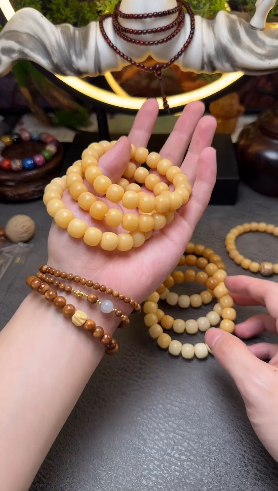 手串菩提根/象牙果干磨纯色高钙奶老型