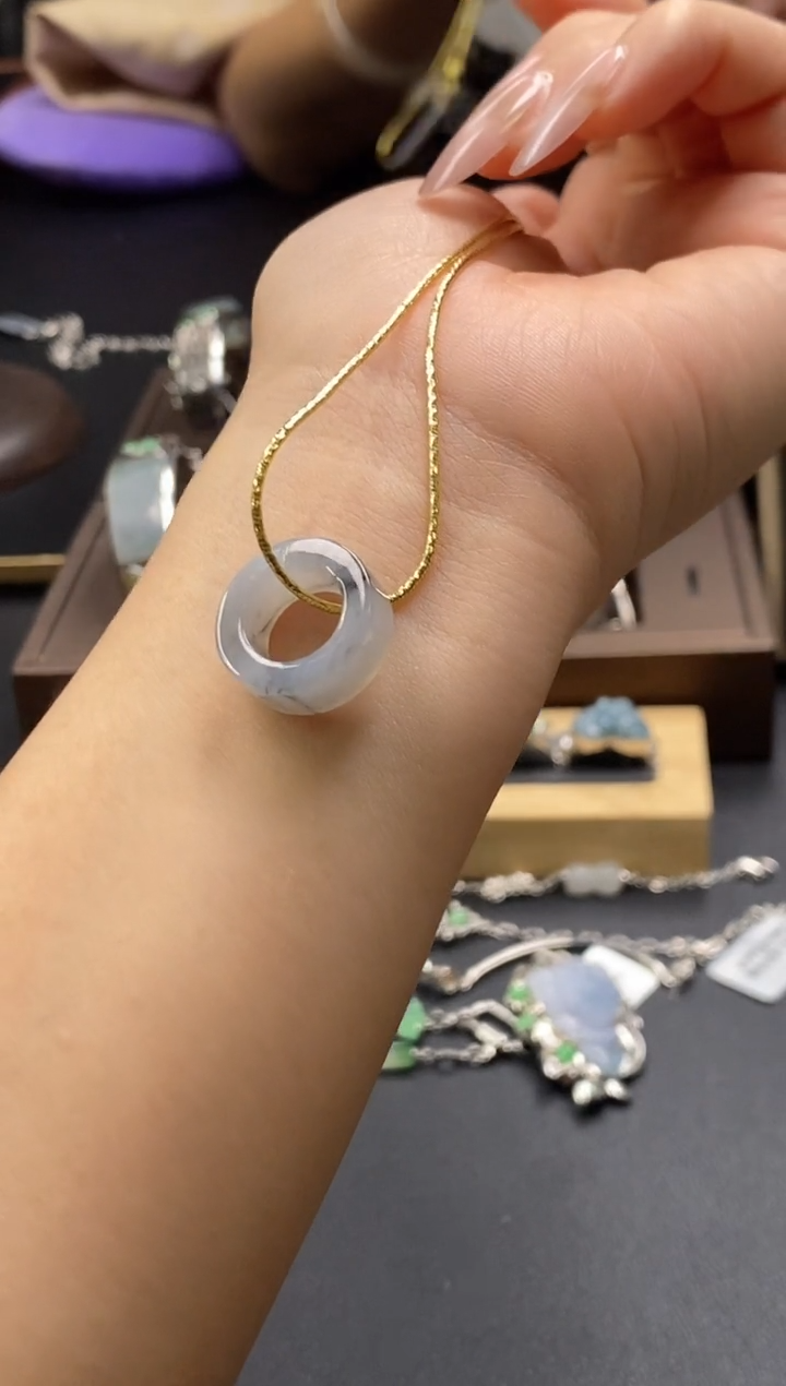 颈饰银S925镶嵌翡翠12372