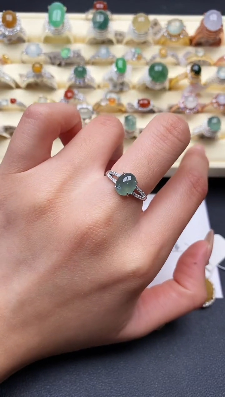 【闪购商品】翡翠戒指银S925镶嵌1111111+4