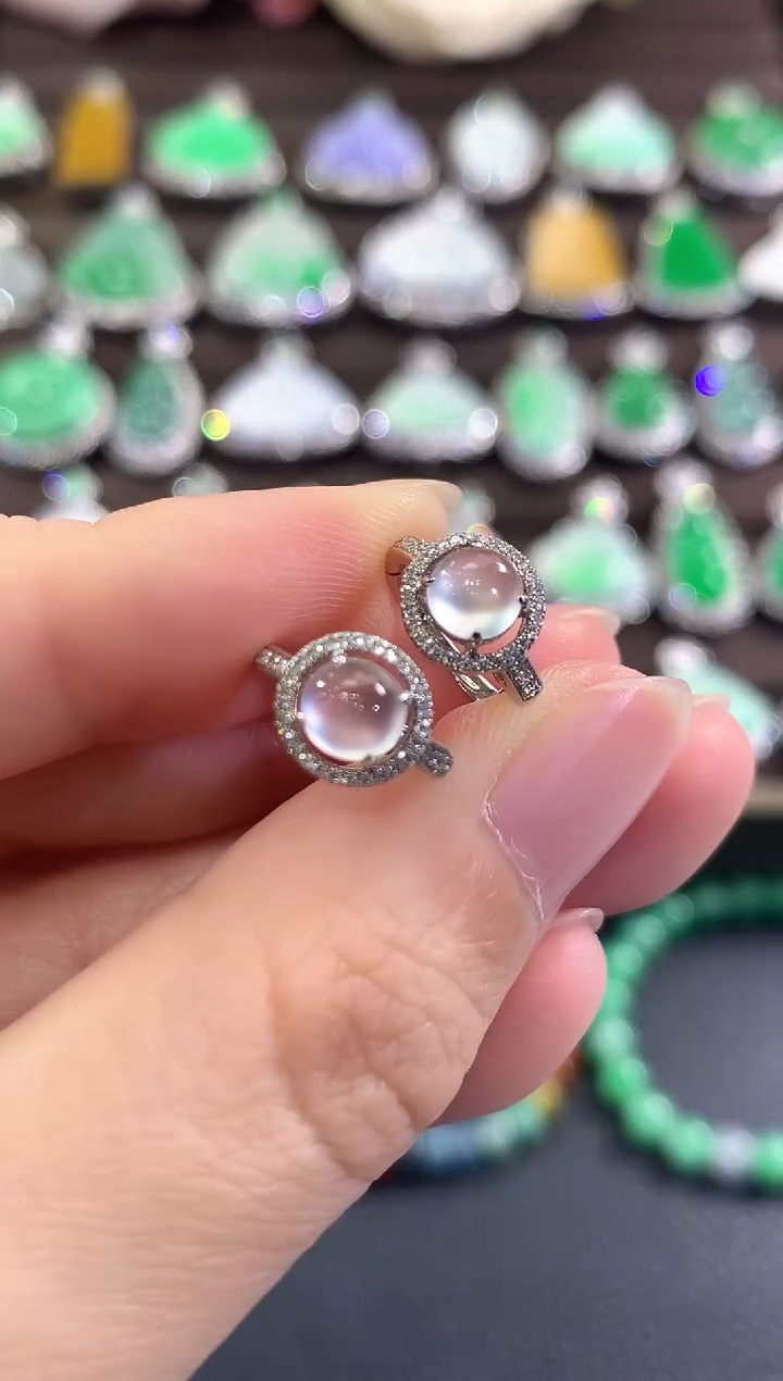 18K金镶嵌戒指翡翠b8 6  