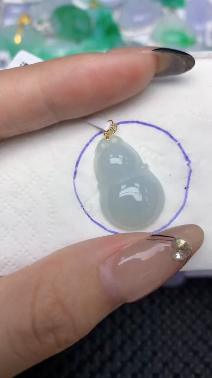 颈饰18K金镶嵌翡翠天然缅甸翡翠a货百元以上9元证书费自理