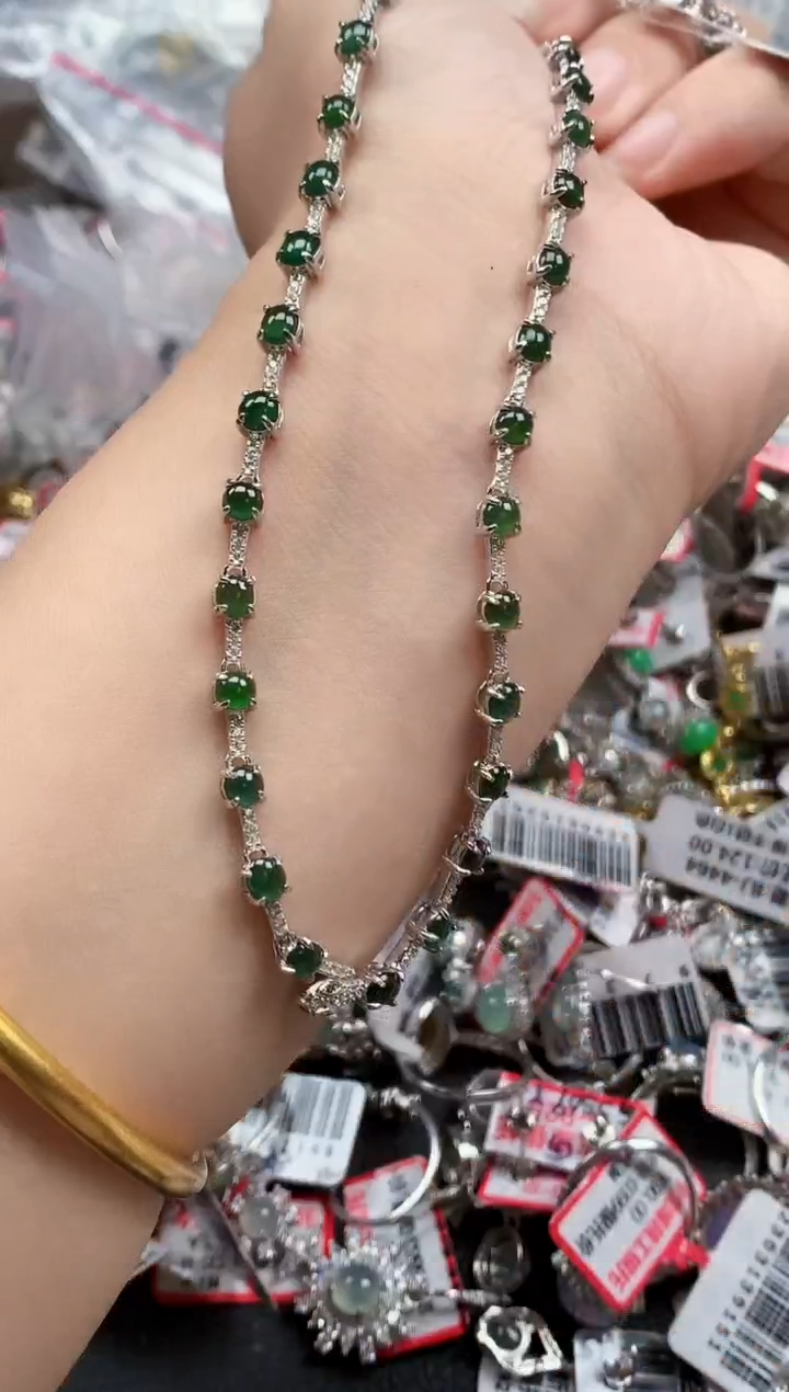 银S925镶嵌戒指翡翠天然A货缅甸翡翠