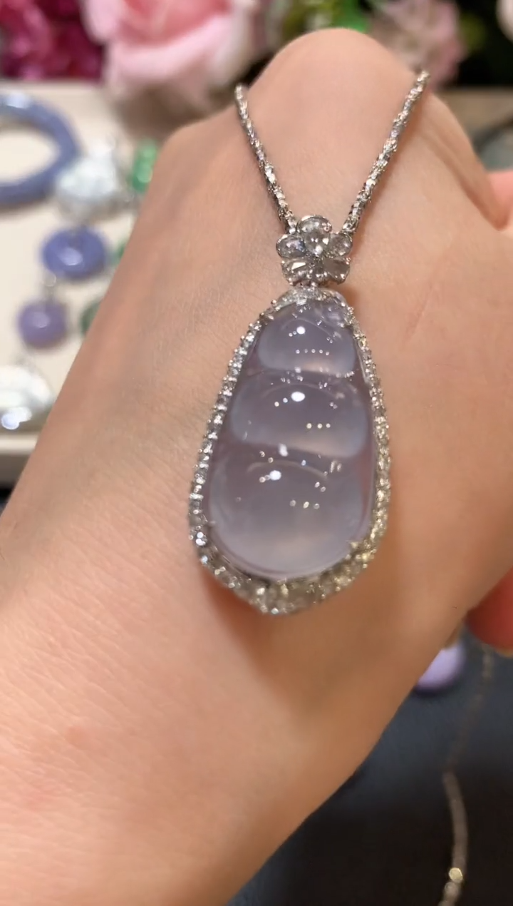 吊坠(不含链)18K金镶嵌翡翠z107 