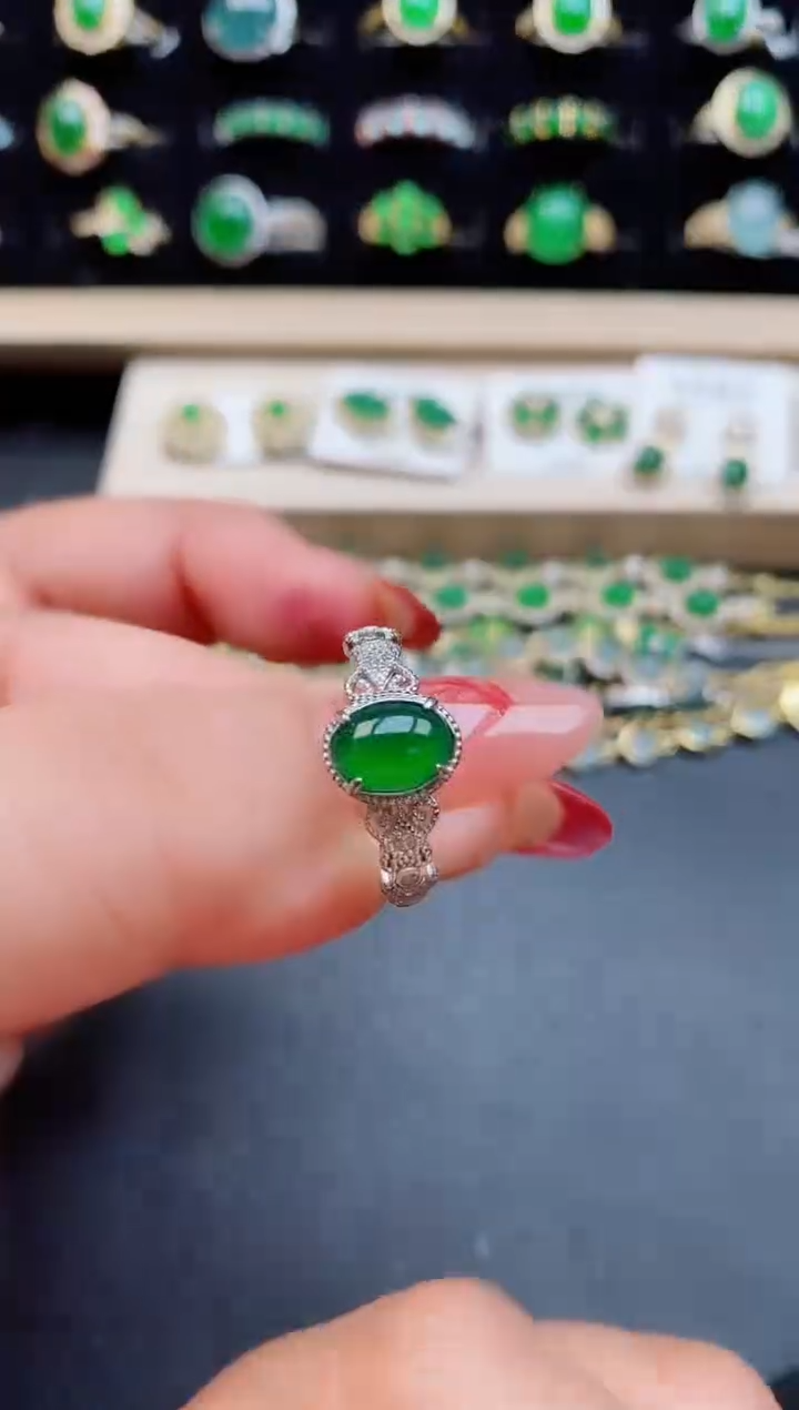 【闪购商品】翡翠戒指银S925镶嵌508505