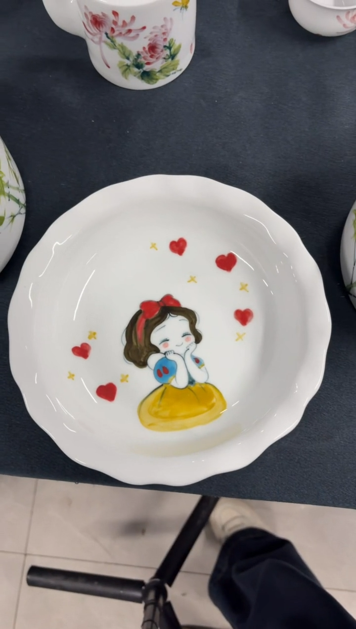 娜**华景德镇高温陶瓷食品级手绘釉中彩-如意盘