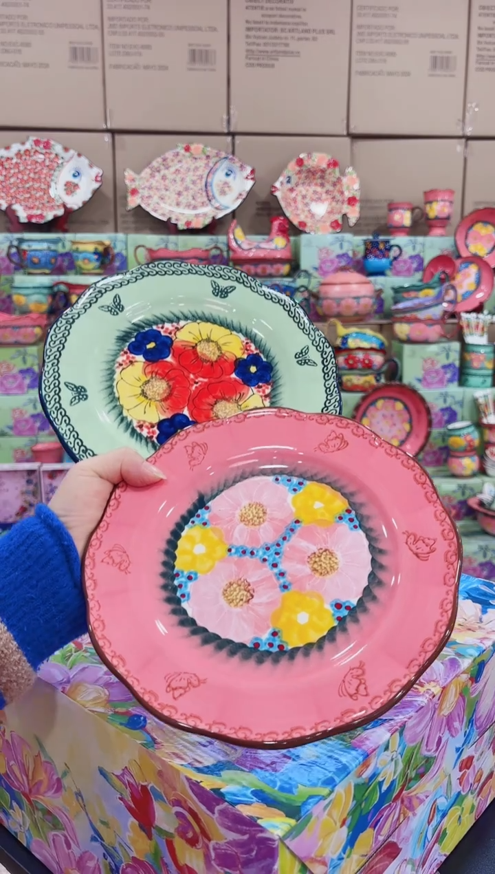 瓷平盘两个（樱花+莫妮）